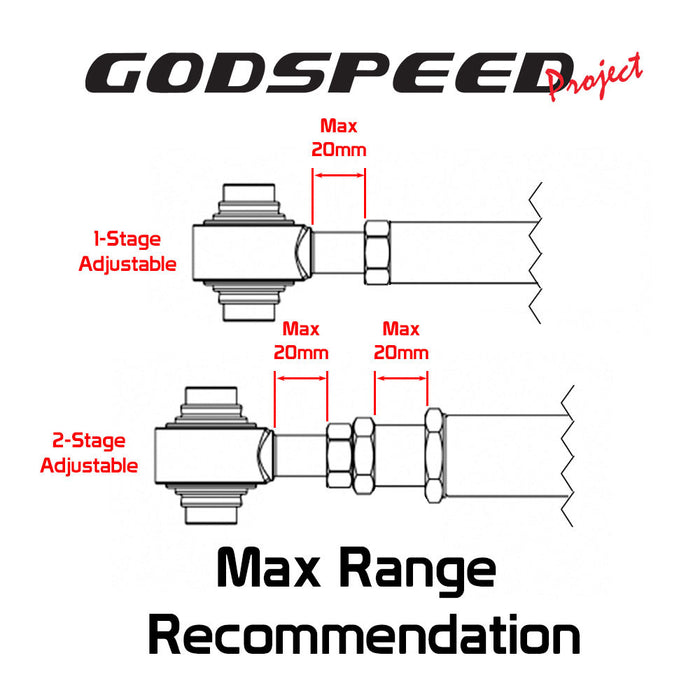 Subaru Crosstrek Gen 2 Toe Arms (13-17) Godspeed Rear w/ Spherical Bearings - Pair