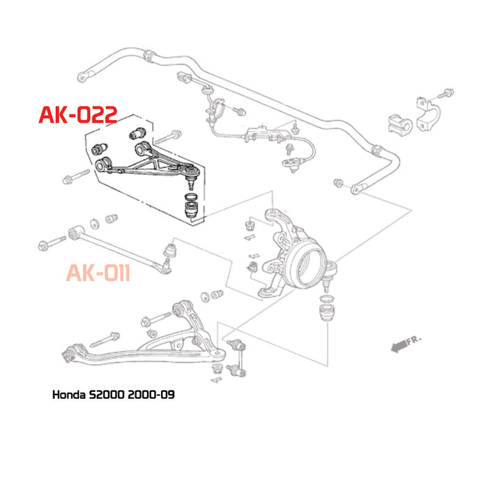 Honda S2000 AP1/AP2 Camber Kit (00-09) Godspeed Rear Upper Arms w/ Spherical Bearings - Pair