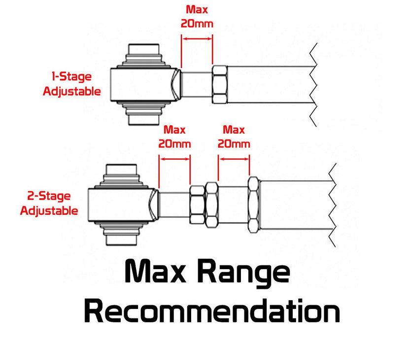 Dodge Magnum LX Toe Arms (05-08) Adjustable Godspeed Rear w/ Spherical Bearings - Pair