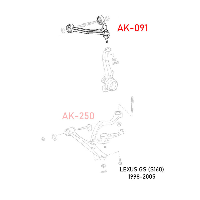 Lexus GS300 / GS400 / GS430 Adjustable Camber Kit (98-05) Godspeed Front Upper Arms w/ Ball Joints - Pair