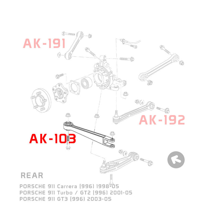 Porsche 911 996 Caster Arms (98-04) Godspeed Rear Lower Arms w/ Spherical Bearings - Pair