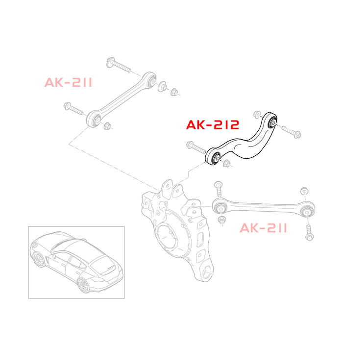 Porsche Panamera 970 Camber Kit (10-16) Godspeed Adjustable Rear Upper Arms w/ Spherical Bearings - Pair